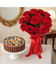 Red Roses and KitKat Cake Combo