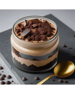 gluten free mocha truffle jar cake with chocolate layers