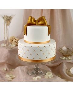 White Golden Wedding Cake