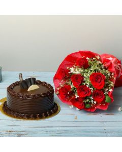 Roses and Chocolate Cake Combo