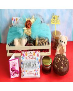 Sweet Birthday Surprise Hamper with Cake, Cookies & Teddy