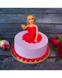 Barbie Theme Flower Cake