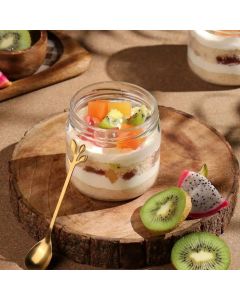 gluten free fresh fruit jar cake with seasonal fruits