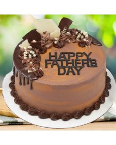 Father’s Day chocolate cake with rich cocoa frosting and festive decoration