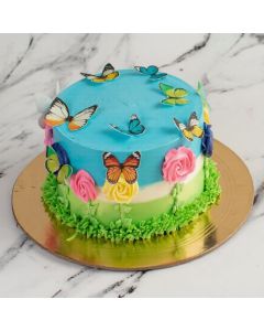 Elegant Green Butterfly Theme Cake