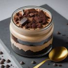 gluten free mocha truffle jar cake with chocolate layers