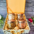 Dry fruit jar gift hamper with 4 jars of 350g each