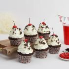 gluten free black forest cupcakes with cherries and cream